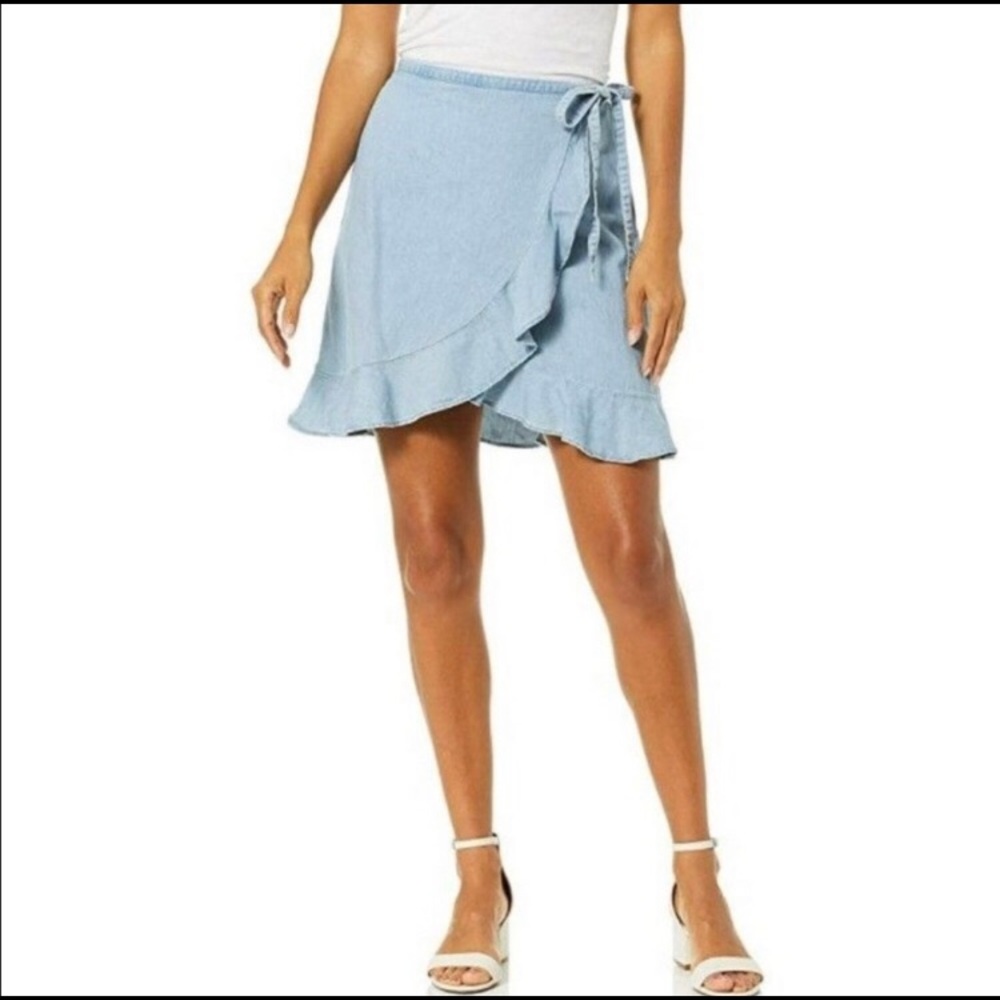 J.Crew Mercantile Tie Waist Chambray Ruffle Wrap Mini Skirt - Never worn!